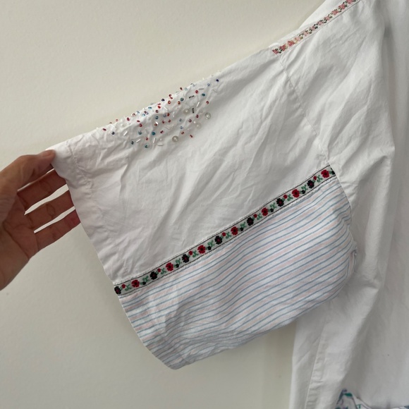 Vintage Pier 1 Imports Cotton Patchwork Embellished Beaded Robe Overshirt O/S - Picture 8 of 12